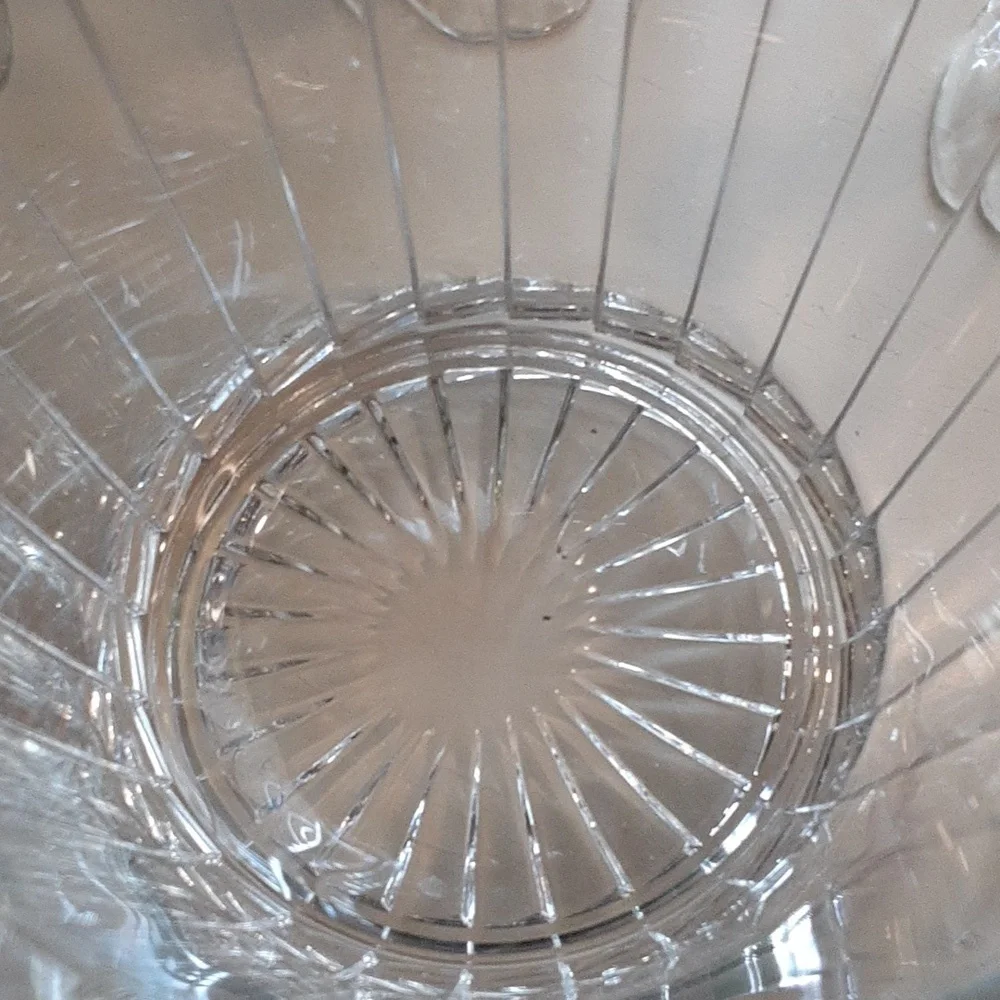 Vintage crystal wine ice bucket with 3 wine glasses, excellent condition